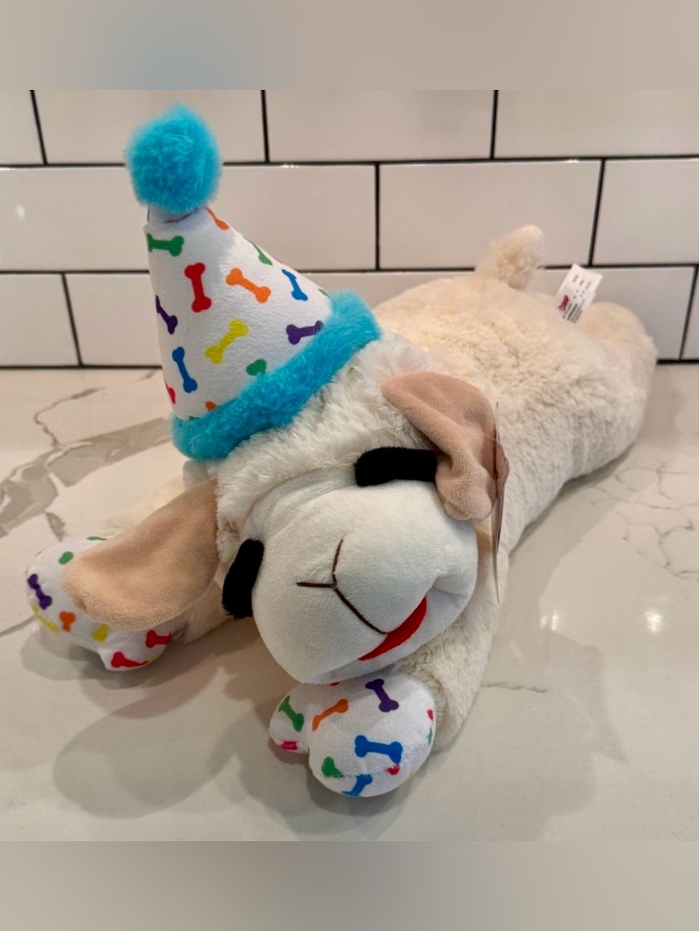 Plush Birthday Lamb Chop Squeaky Dog Toy for Dogs